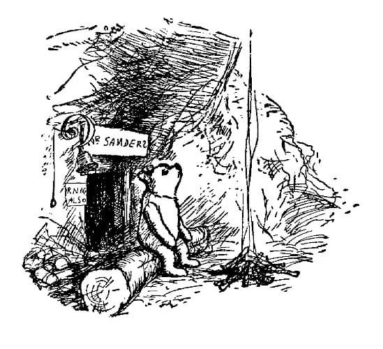 E. H. Shepard illustration of Winnie-the-Pooh from Chapter I