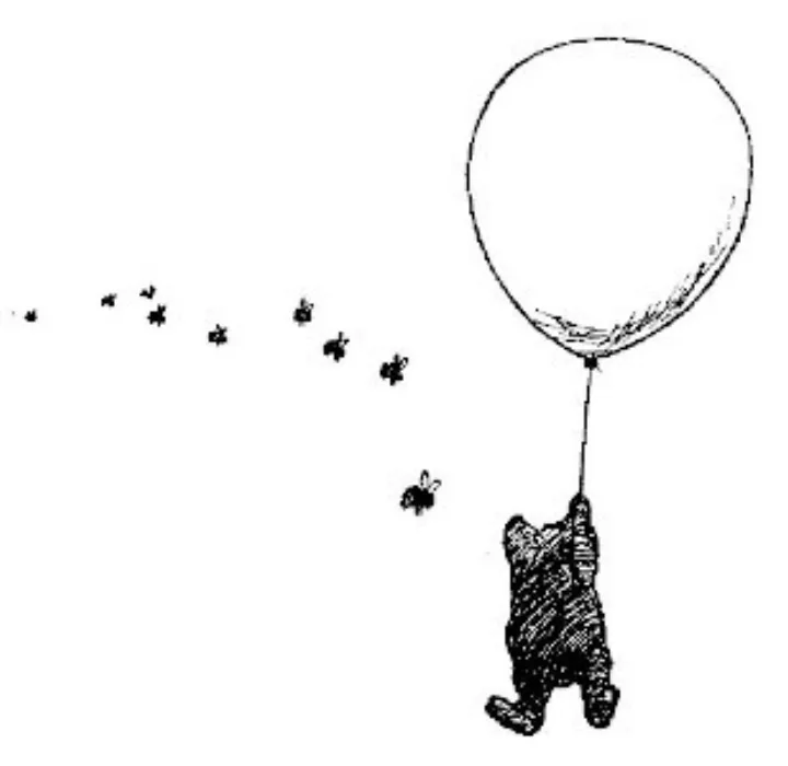 E. H. Shepard illustration of Winnie-the-Pooh from Chapter I