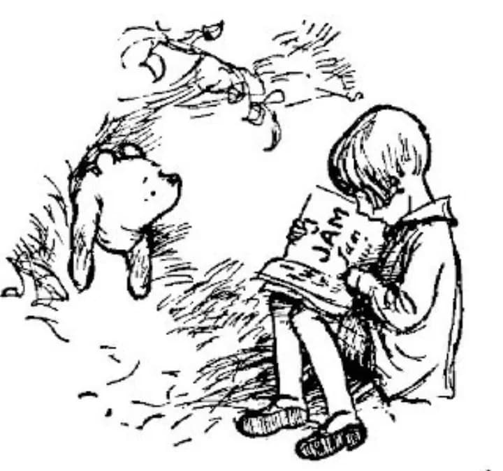 E. H. Shepard illustration of Winnie-the-Pooh from Chapter II