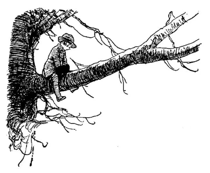 E. H. Shepard illustration of Piglet and Winnie-the-Pooh from Chapter III