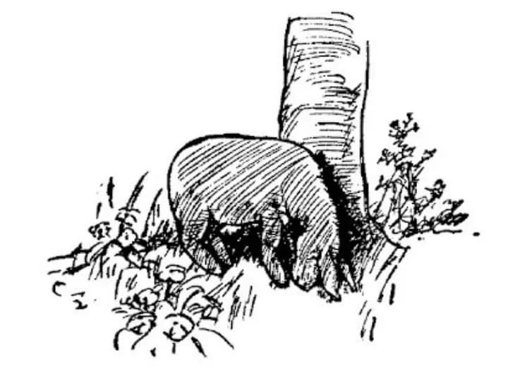 E. H. Shepard illustration of Winnie-the-Pooh and Eeyore from Chapter IV