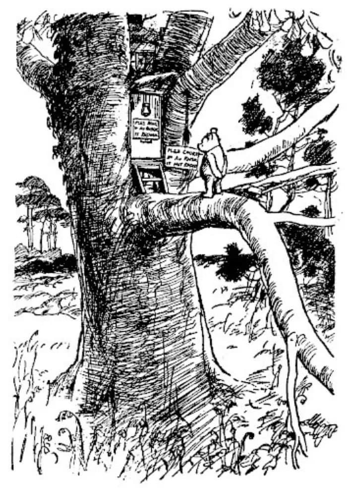 E. H. Shepard illustration of Eeyore and Winnie-the-Pooh from Chapter IV