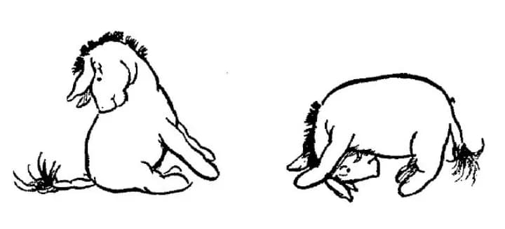 E. H. Shepard illustration of Eeyore and Winnie-the-Pooh from Chapter IV