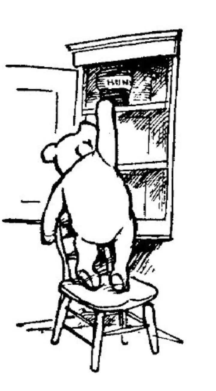 E. H. Shepard illustration of Winnie-the-Pooh and Piglet from Chapter V