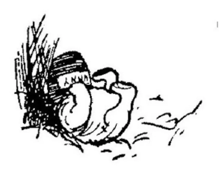 E. H. Shepard illustration of Christopher Robin with Winnie-the-Pooh and Piglet from Chapter V