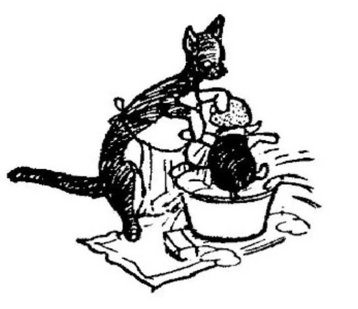 E. H. Shepard illustration of Roo with Piglet and Kanga from Chapter VII