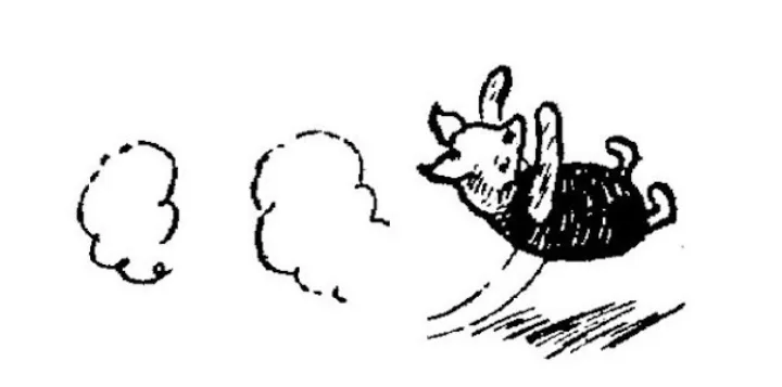 E. H. Shepard illustration of Roo with Piglet and Kanga from Chapter VII