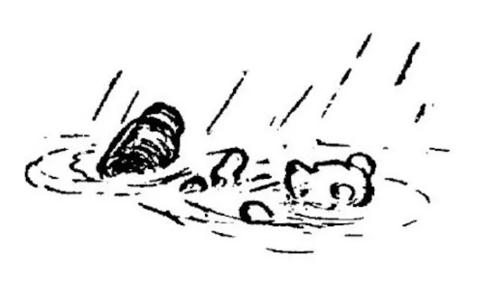 E. H. Shepard illustration of Winnie-the-Pooh and Piglet from Chapter IX